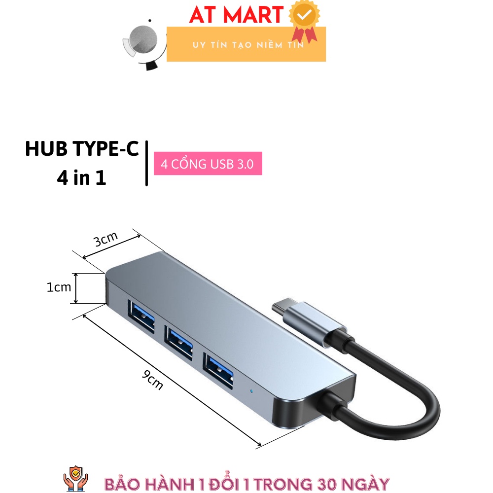 HUB Type C TO USB 3.0 4 IN 1 tốc độ cao cổng chia usb mở rộng kết nối chuyển đổi cho laptop táo Laptop PC