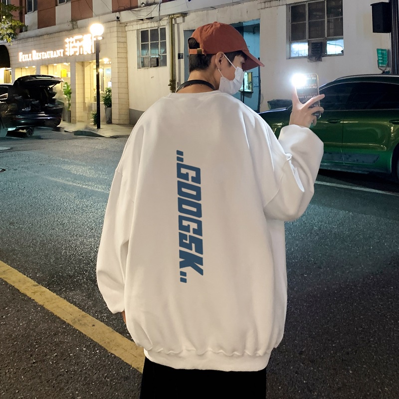 Áo sweatshirt IFNICEFUTURE tay dài họa tiết chữ cái sau lưng dáng rộng phong cách Hong Kong thời trang mới dành cho nam