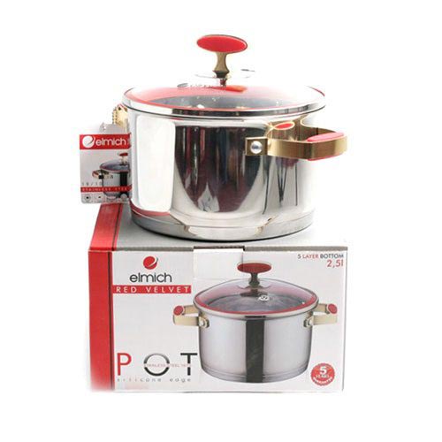 Xoong inox 304 cấu tạo 5 lớp đáy Elmich Red Velvet 18cm dung tích 2.5 lít xuất xứ CH Séc