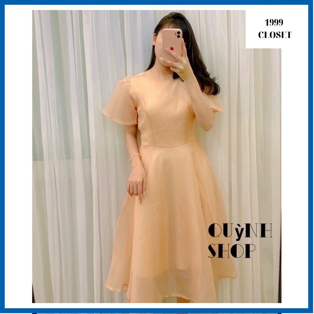 Đầm nữ màu nude dễ thương dự tiệc dạo phố cực xinh váy may 2 lớp chất đẹp như hình mã[ NUDE KÍNH]