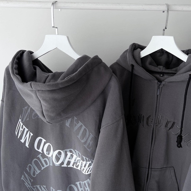 ÁO HOODIE - ÁO KHOÁC NỈ NGOẠI Dây full zip  HOOIDE MỚI in Chữ Chạy vòng xoáy