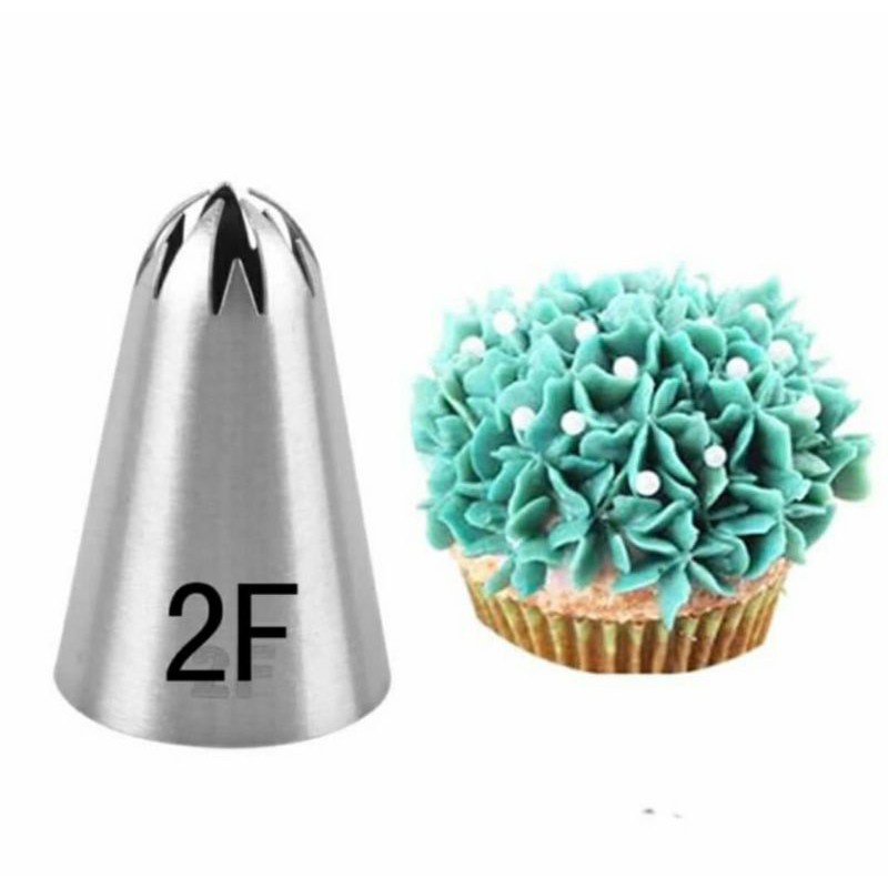 Đui bắt kem 2F, Đuôi bắt hoa trang trí bánh bằng thép không gỉ đúc liền khối dày dặn, cứng cáp