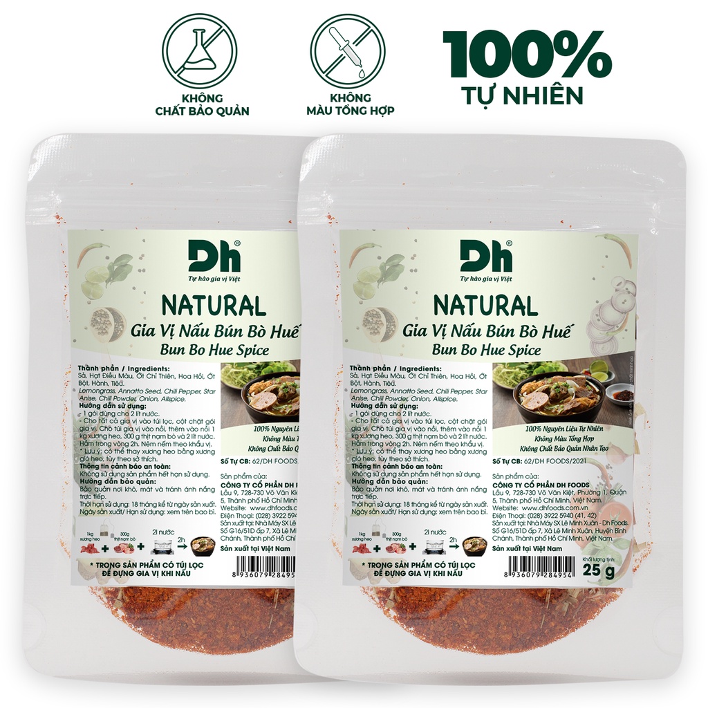 Gia vị nấu bún bò, lẩu thái, phở bò, gà nêm sẵn thành phần tự nhiên gói 25gr FoodPlus