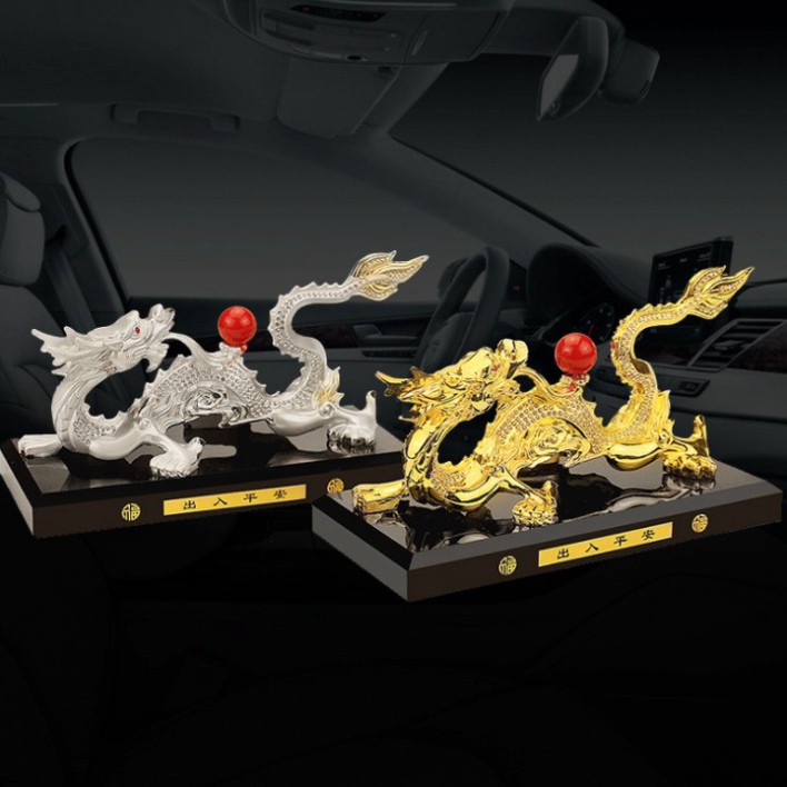 Sản phẩm Tượng rồng vàng nhả ngọc kiêm nước hoa trang trí Taplo ô tô và bàn làm - Mang lại may mắn cho Gia Chủ .