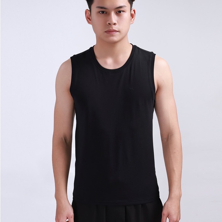 Áo thun ba lỗ nam cao cấp Aristino áo lót trong màu đen trơn dáng slim fit chất cotton mềm mịn chính hãng ATT002S8