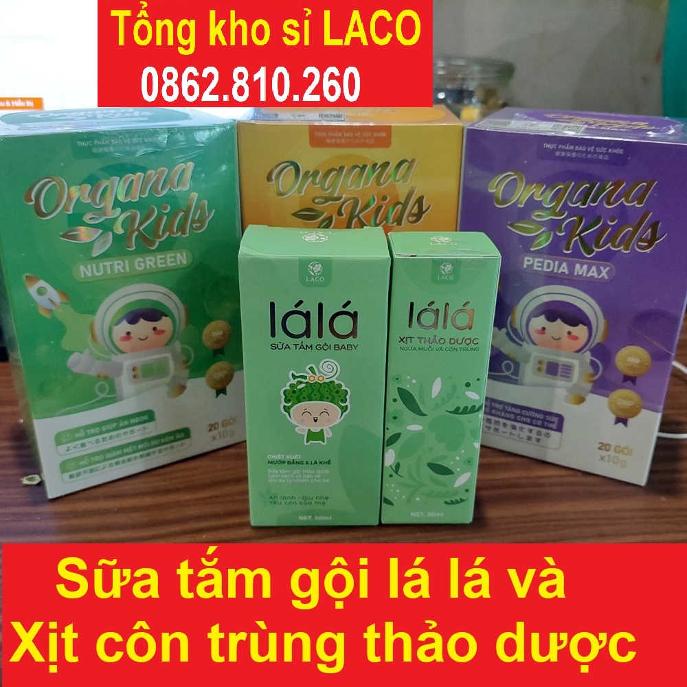 sữa tắm gội trẻ em baby lá lá 50ml chiết xuất mướp đắng & lá khế và xịt thảo dược ngừa muỗi và côn trùng lálá 30ml