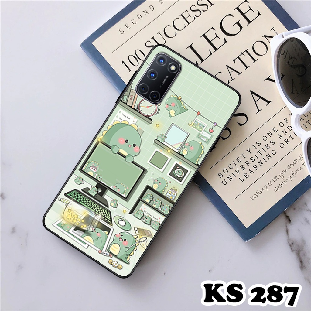 Ốp lưng Oppo A52 - Oppo A53 - Oppo A92 - Ốp in hình khủng long DinoCute - Lưng nhám viền TPU