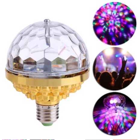 Đèn LED xoay đế vàng 7 màu vũ trường nháy chớp theo nhạc ,Hiệu ứng 360 độ mẫu mới nhất.