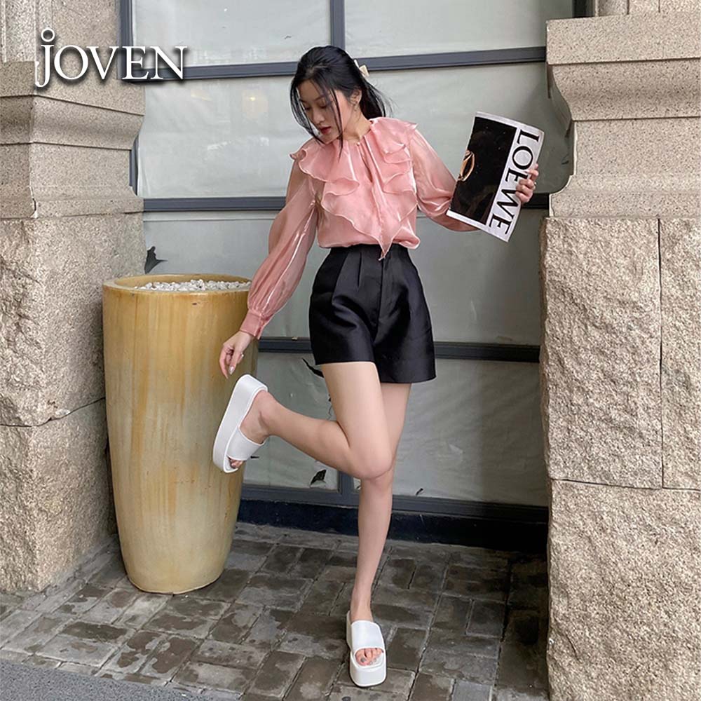 Áo sơ mi organza cổ bèo nhọn Joven