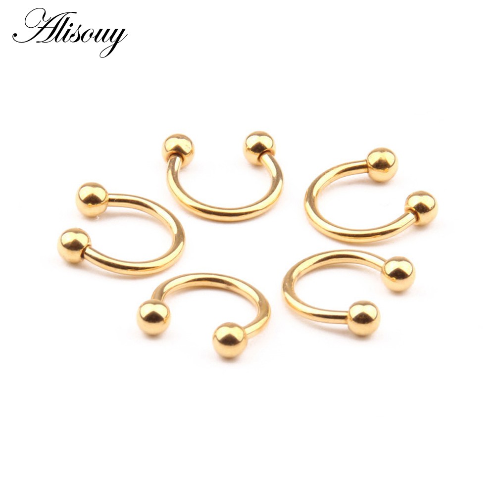 Alisouy 1 Khuyên Xỏ Mũi / Môi / Lông Mày / Cơ Thể Bằng Thép Không Gỉ Thời Trang