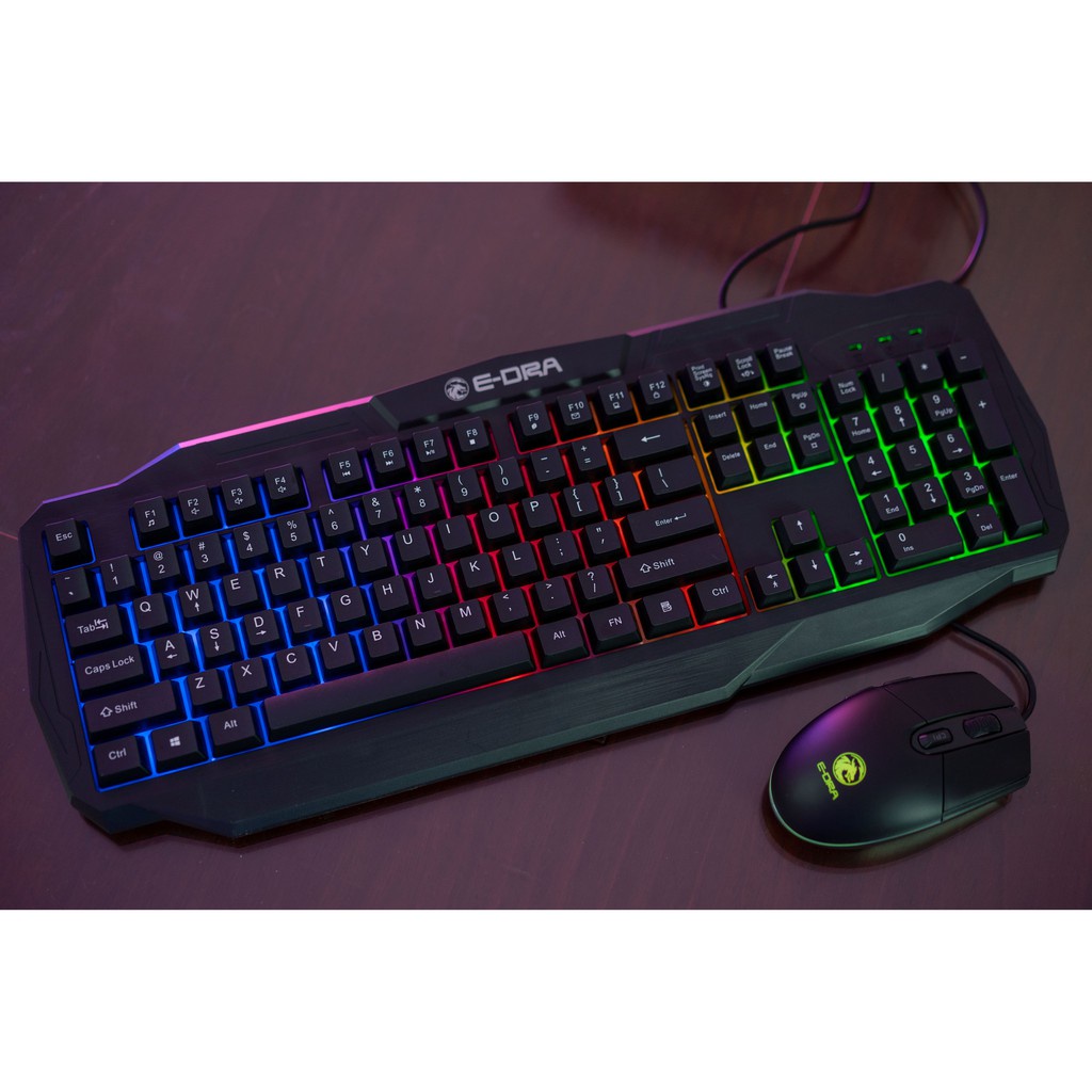 Bàn phím giả cơ E-dra EK503 - Kết nối USB- Led Rainbow  - Chống nước - Bào hành 24 tháng