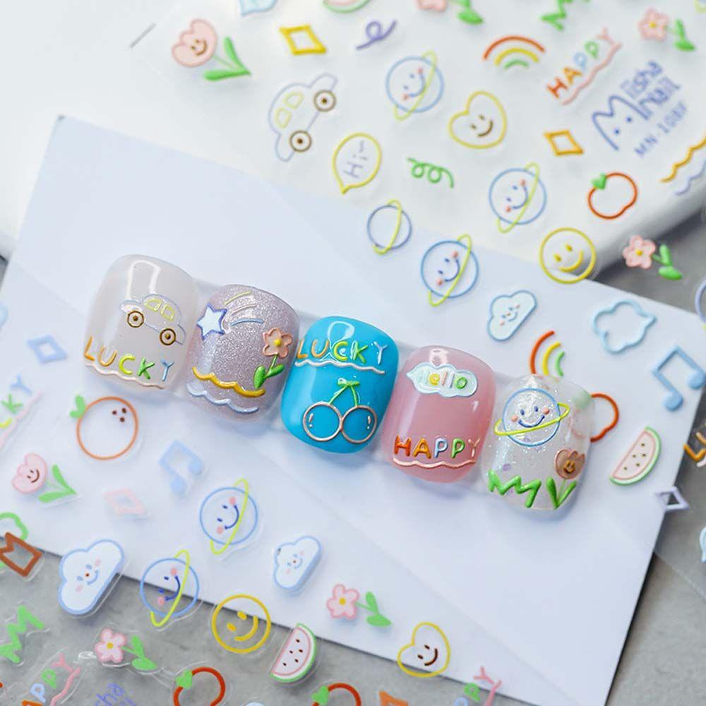 OCEANMAP Miếng Dán Trang Trí Móng Tay Tự Dính Họa Tiết Thỏ / Bướm Hoạt Hình Thời Trang