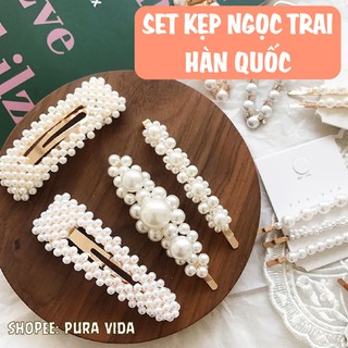 Kẹp tóc đính ngọc trai nhân tạo xinh xắn trendy Hàn Quốc