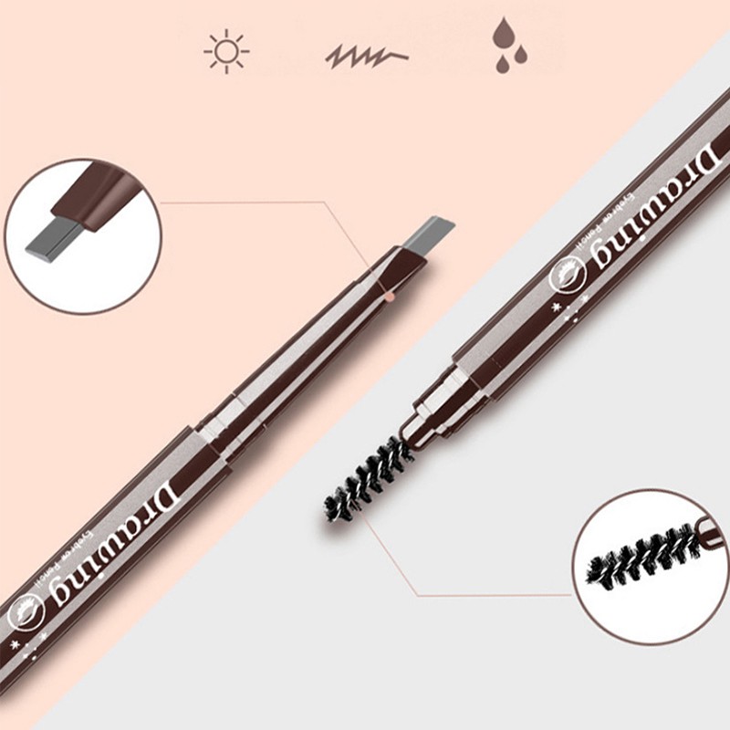 [Hàng mới về] Chì kẻ lông mày kiểu xoay kèm cọ chuốt tiện lợi chống nước lâu trôi 5 màu tùy chọn | BigBuy360 - bigbuy360.vn