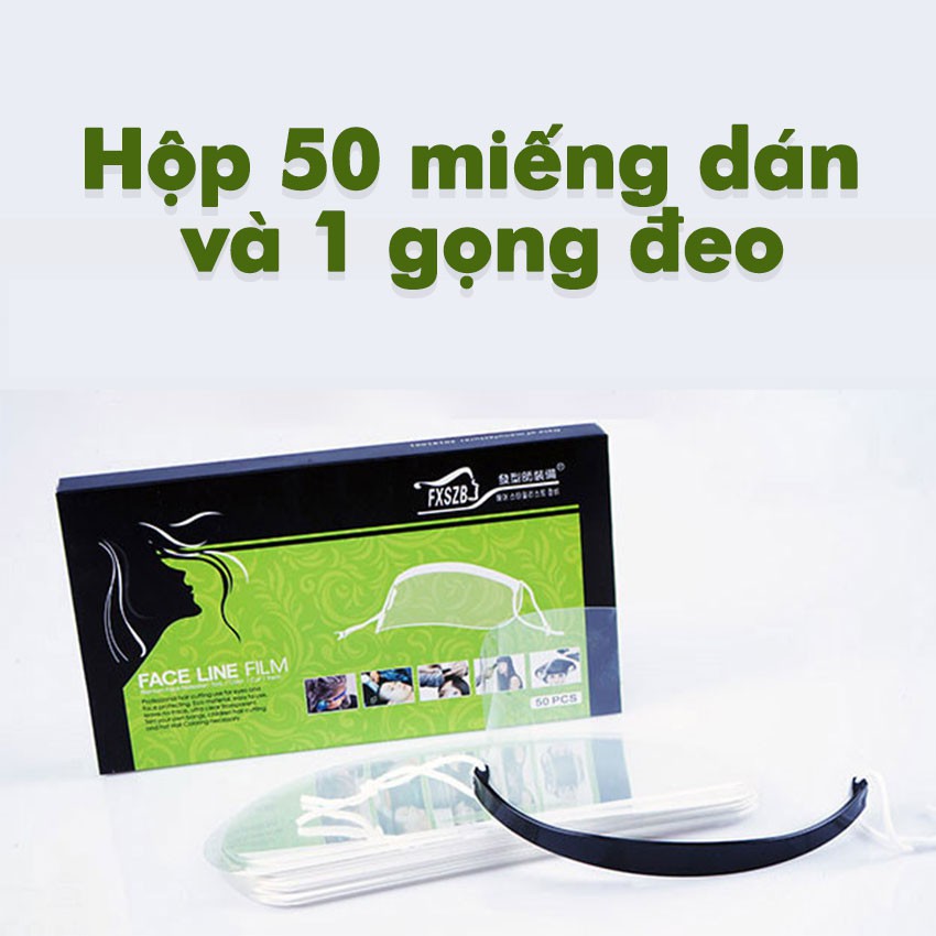 Hộp 50 miếng dán mica che mặt bảo vệ mắt, mũi, miệng không bị va vụn tóc, hóa chất khi uốn, duỗi, nhuộm tóc