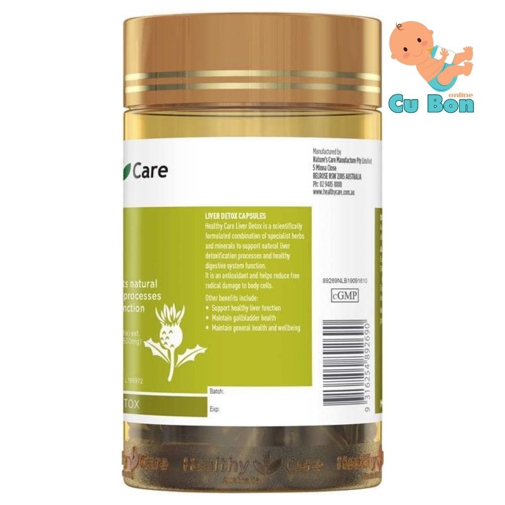 Viên uống thải độc gan Healthy Care Liver Detox hộp 100 viên của Úc - Giải độc gan hiệu quả