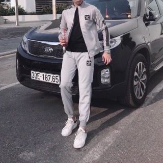 Bộ quần áo thể thao nam A DI ĐÁT nỉ bông bo ống siêu đẹp