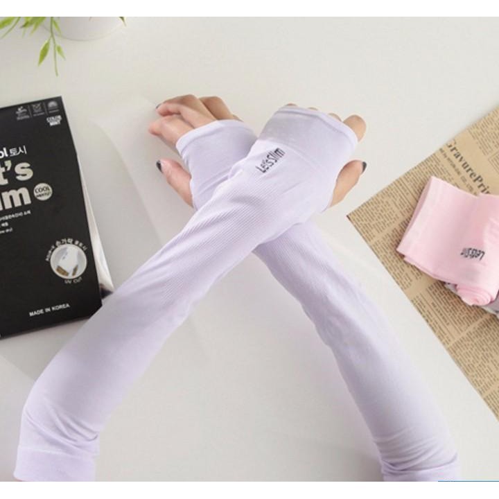 Tay áo chống nắng xỏ ngón cái Lets slim - Xám