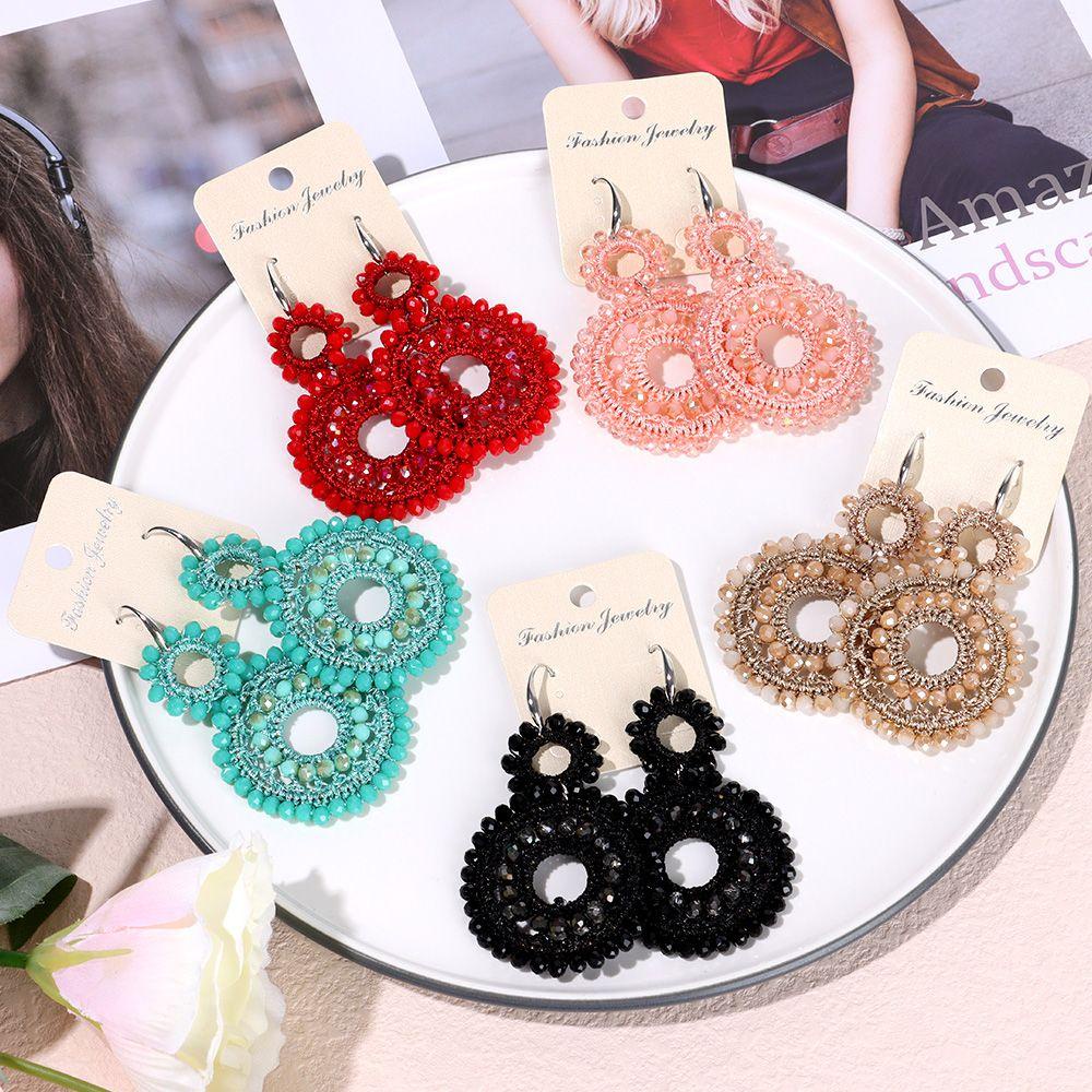 1 Đôi Khuyên Tai Xỏ Hạt Cườm Chất Lượng Cao Phong Cách Boho