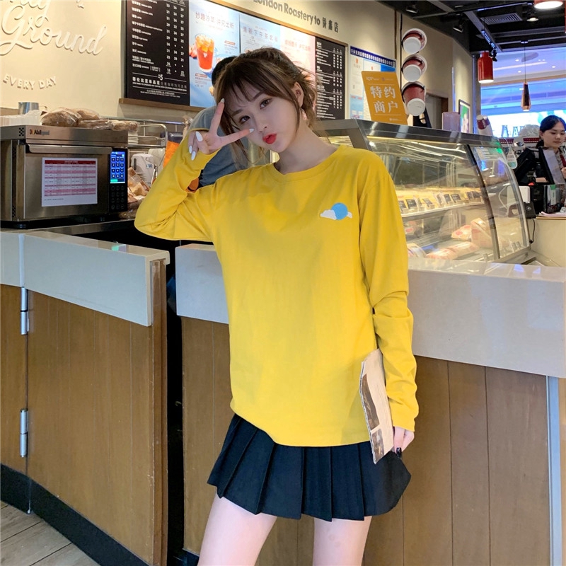 SUXI Áo thun dài tay in hình dễ thương phong cách Hàn Quốc