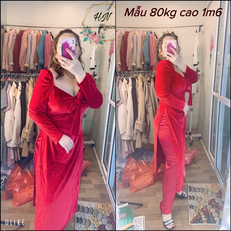 Áo Dài Nhung Bigsize Hàng Có Sẵn