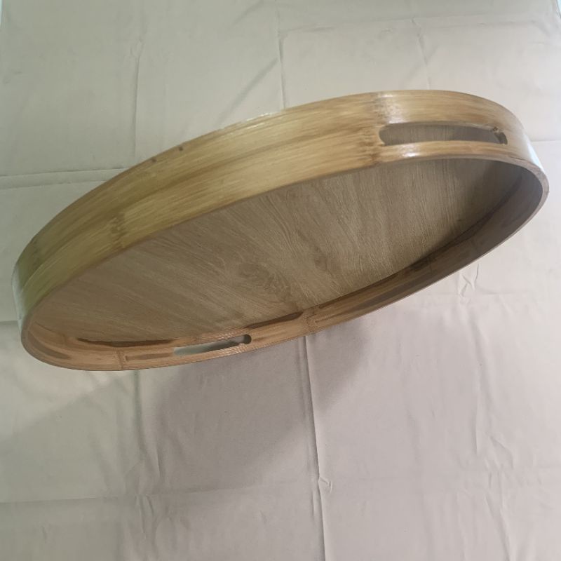 Mâm gỗ đựng bát đĩa, bộ đồ ăn hoa mặt trời, Có 2 loại kích thước cho bộ bát đĩa có đk 45cm và 55cm