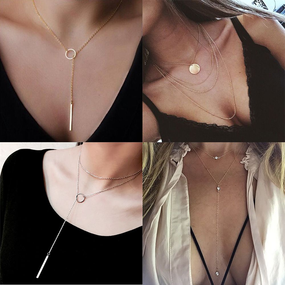 Vòng cổ choker nhiều lớp mặt hình học phong cách Boho mới cho nữ