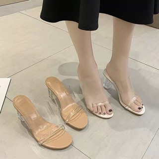 Guốc trong suốt gót vuông 7cm BIG SIZE 34-42