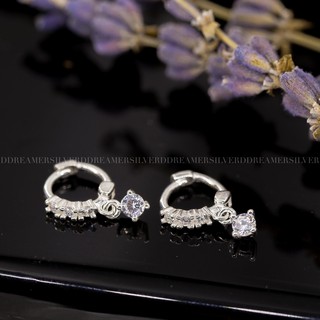 Bông tai khoen bạc 925 1 hàng đá & 1 đá rơi 2li ddreamer 2142btk