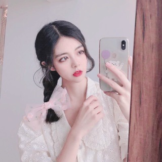 Cột tóc/ Kẹp tóc nơ Naive voan lưới thêu hoa cúc