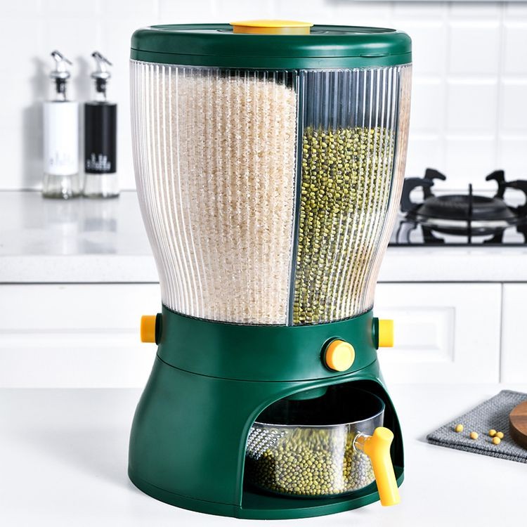 Thùng Đựng Gạo Ngũ Cốc 4 Ngăn Có Thể Xoay 360' Có Nút Bấm Dễ Dàng Lấy Gạo Tặng Kèm Một Cốc Đựng NEMI