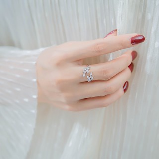 (FREE SHIP ĐƠN 50K) Nhẫn Bạc Nữ Kiểu Dáng Lá Đính Đá,Nhẫn Kiểu Hàn Quốc Dễ Thương.