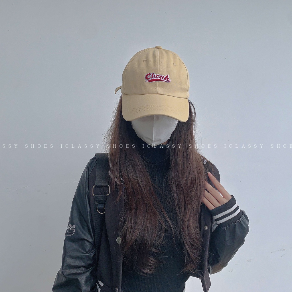 Mũ Lưỡi Trai Ulzzang Unisex Vải Cotton Cao Cấp Trơn, Nón Thêu Chữ Chcuh 5 Màu Phong Cách Hàn Quốc - Iclassy_shoes