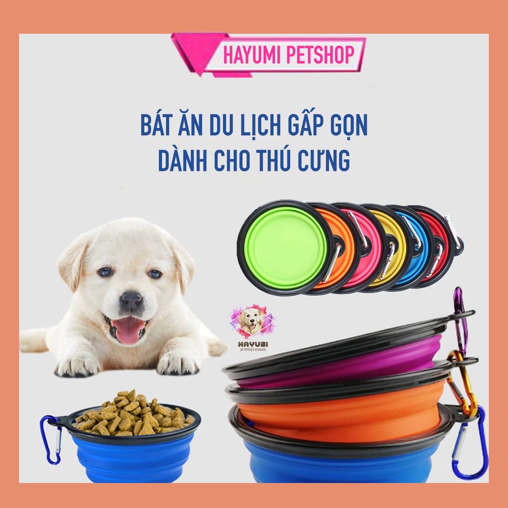 BÁT ĂN DU LỊCH TIỆN DỤNG DÀNH CHO CHÓ MÈO + KÈM MÓC GẮN