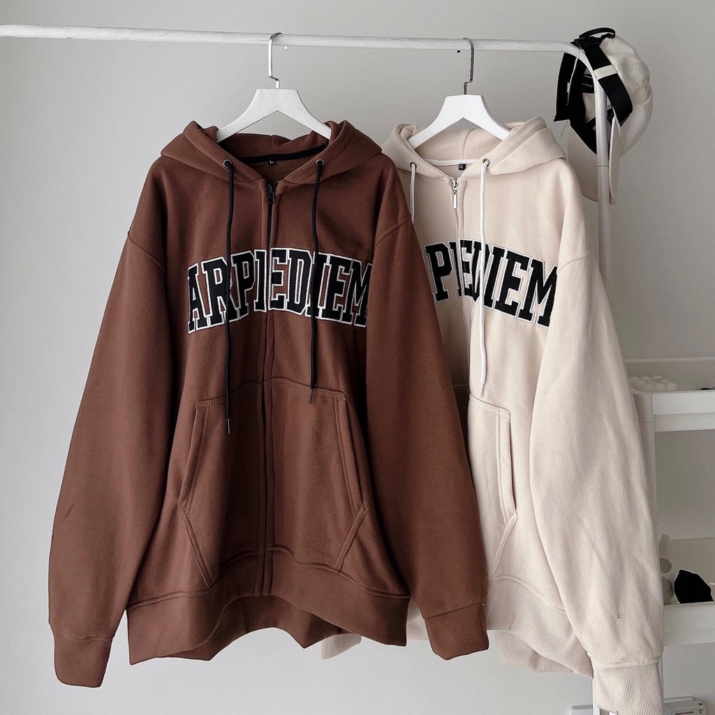 áo hoodie - áo khoác nỉ ngoại dây kéo in chữ ARPIEDIEM chống tia UV cực tốt