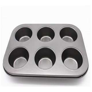 Khuôn Làm Bánh Cupcake Chống Dính 6 Lỗ - Khuôn Nướng Bánh Kem Muffin 6 lỗ