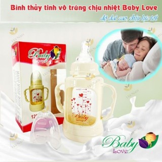 Bình sữa thủy tinh chịu nhiệt tối baby love  120cc