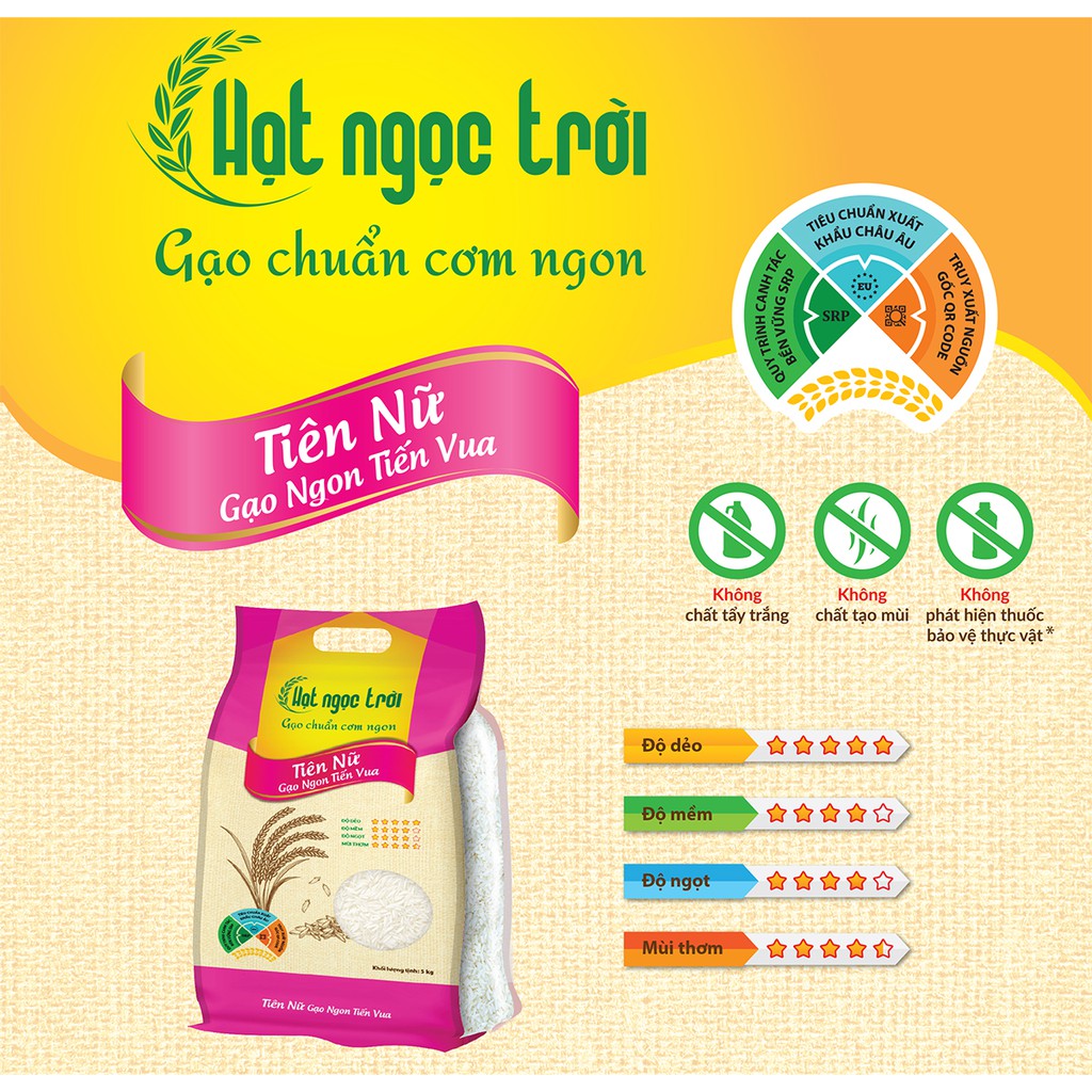 Gạo Hạt Ngọc Trời Tiên Nữ Túi 5Kg - Date mới nhất