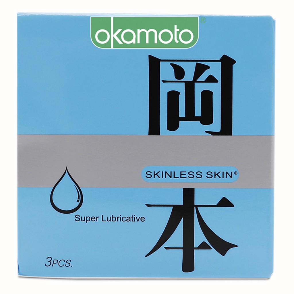 [ Combo 2 hộp ] Bao Cao Su Okamoto Skinless Skin Super Lubricated Siêu Bôi Trơn Hộp 3 Cái