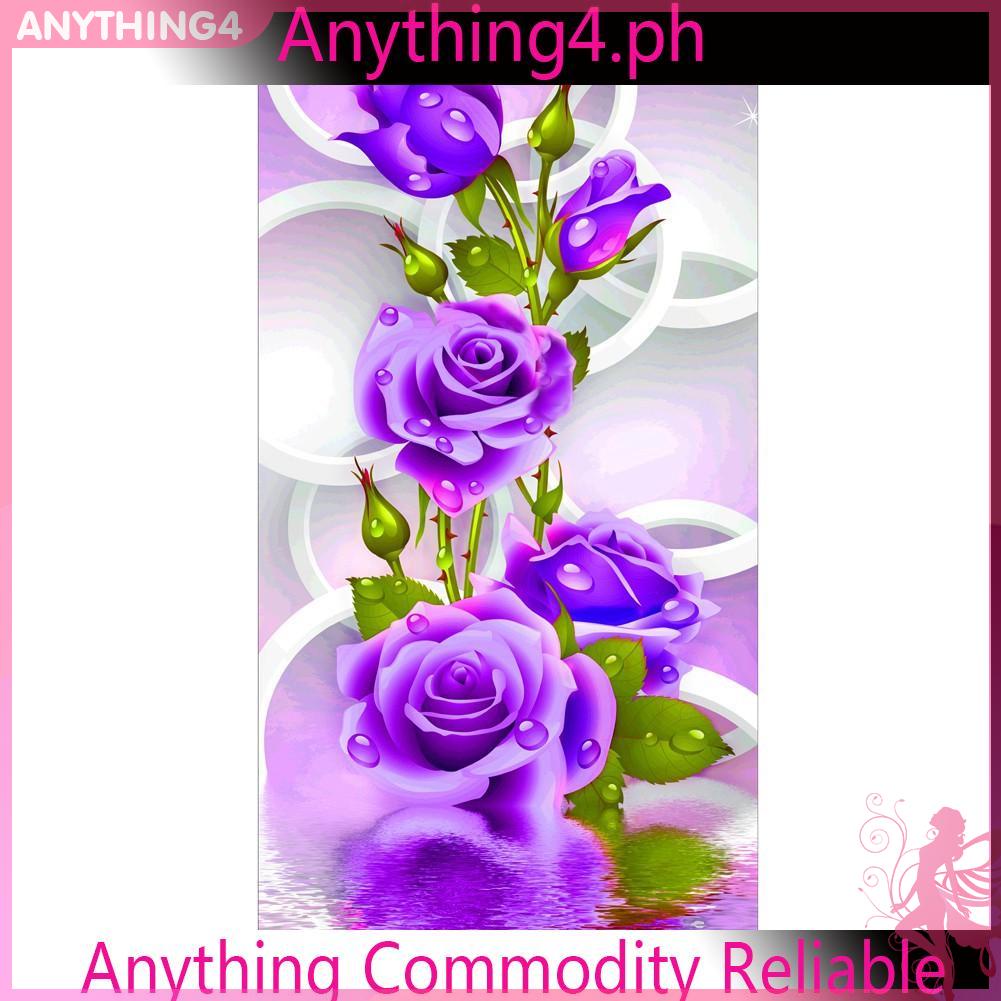 Tranh Đính Đá Kim Cương Hình Hoa Hồng Tím Trang Trí Thủ Công
