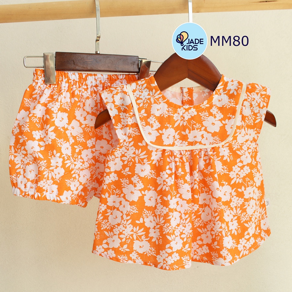 Bộ cộc cánh tiên cho bé gái JADEKIDS | Bộ đồ bé gái vải đũi xước thoáng mát cho bé ngày hè 7kg-17kg