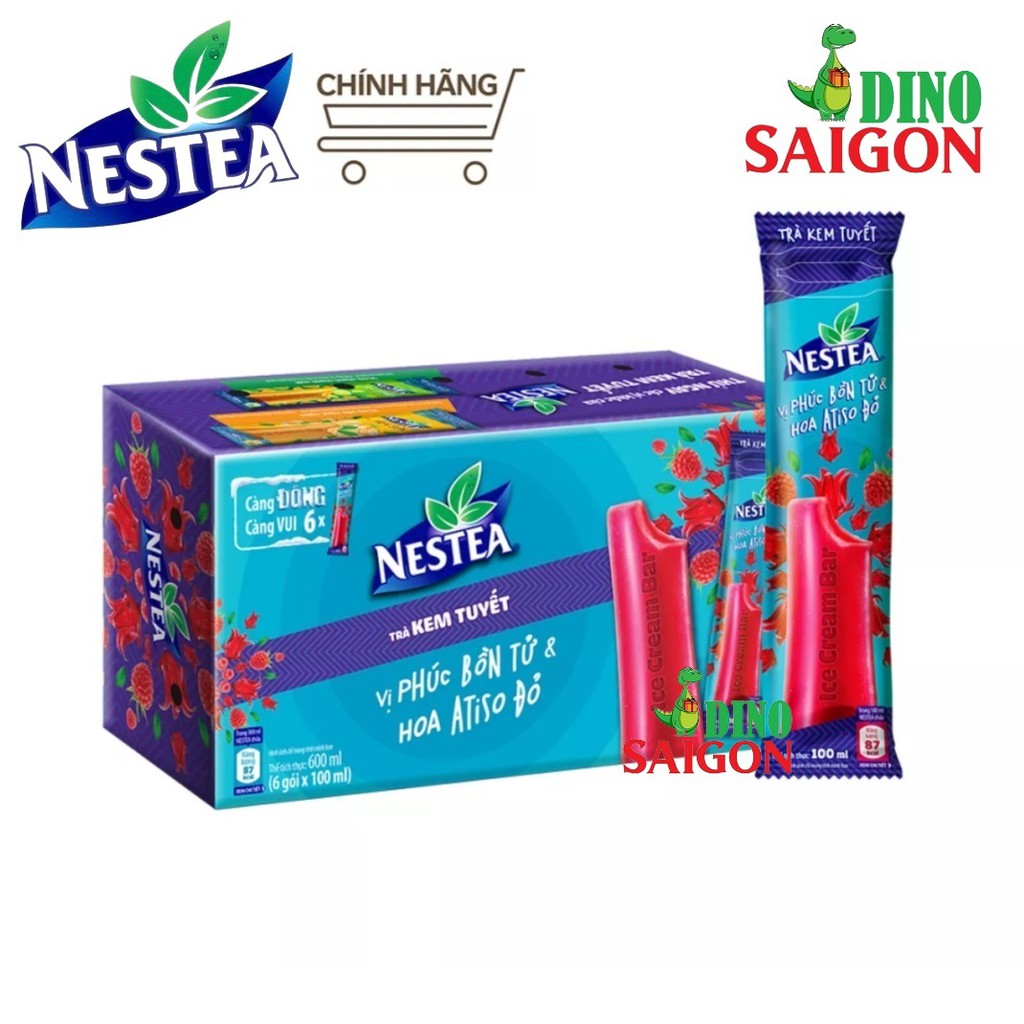 Trà Kem Tuyết Nestea vị Trà sữa, Atiso đỏ, Trà chanh, Xoài đào 6 thanh x100ml