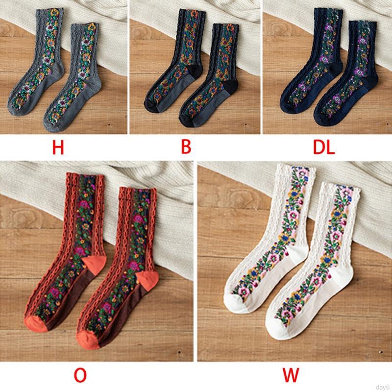 Vớ cotton cổ cao họa tiết thổ cẩm nhiều màu sắc xinh xắn dễ thương