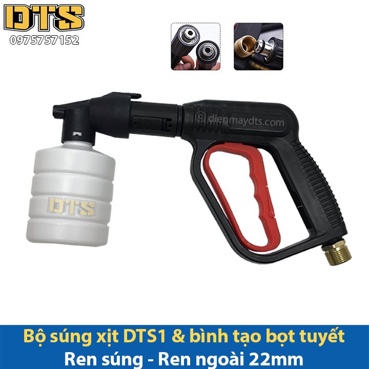 Bộ súng xịt DTS1 &amp; bình tạo bọt tuyết cho máy rửa xe áp lực cao, máy xịt rửa cao áp