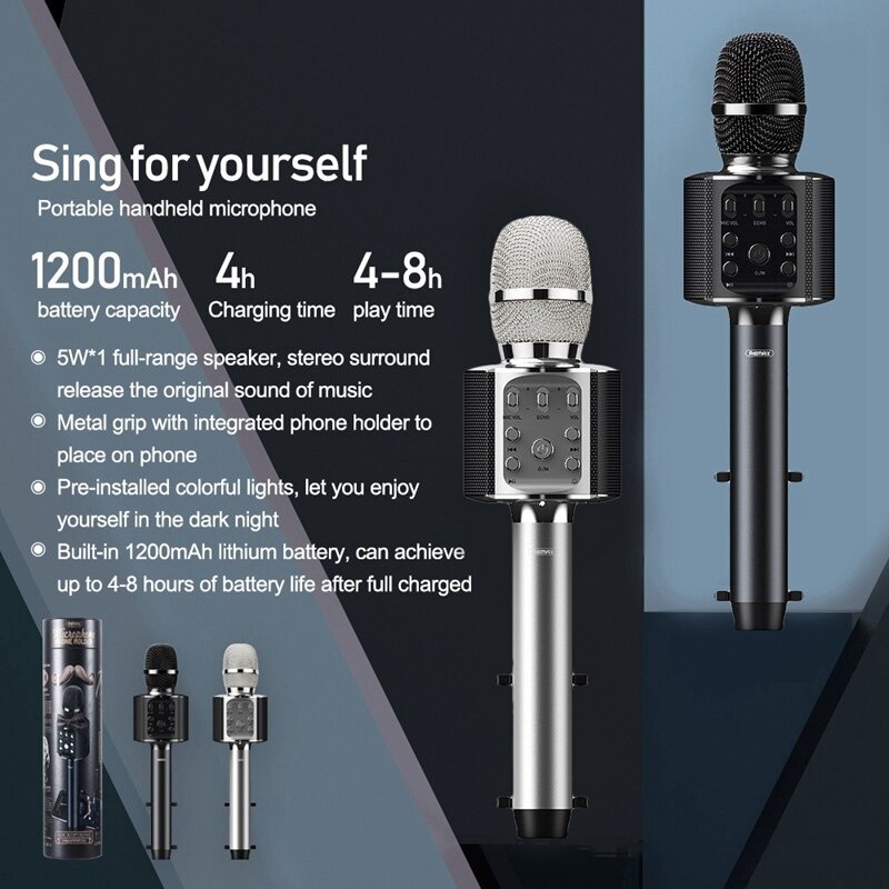 Micro Karaoke Bluetooth CHÍNH HÃNG Remax K05 tích hợp giá đỡ điện thoại - BẢO HÀNH 12 THÁNG