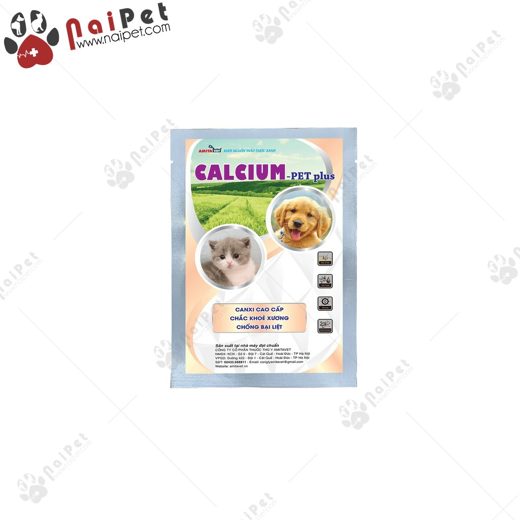 Bột Bổ Sung Canxi Chống Bại Liệt Cho Chó Mèo Calcium Pet Plus Amitavet 35g