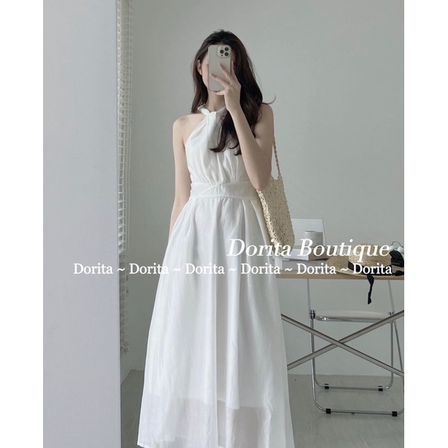 Váy xoắn ngực hở vai, Đầm hở vai xoắn ngực Hàn Quốc - Dorita Boutique