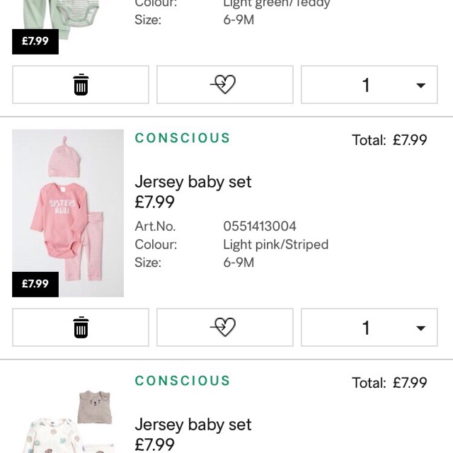 Combo 3 bodysuit bé H&M UK