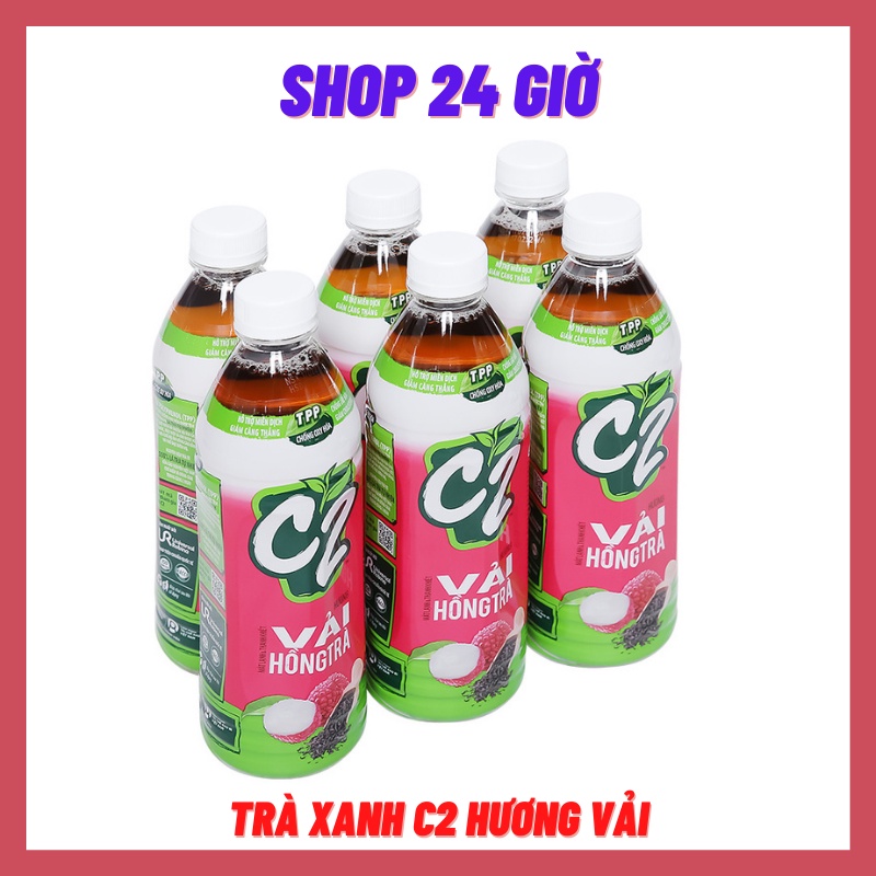 Trà Xanh C2 Vị Hồng Trà Vải 1 Lốc 6 Chai - Shop 24 Giờ