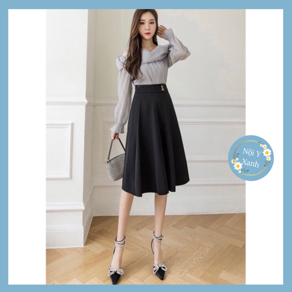 Chân váy midi dài thu đông chất tuyết mưa - chân váy xinh chất mát, phom đẹp, nội y xanh